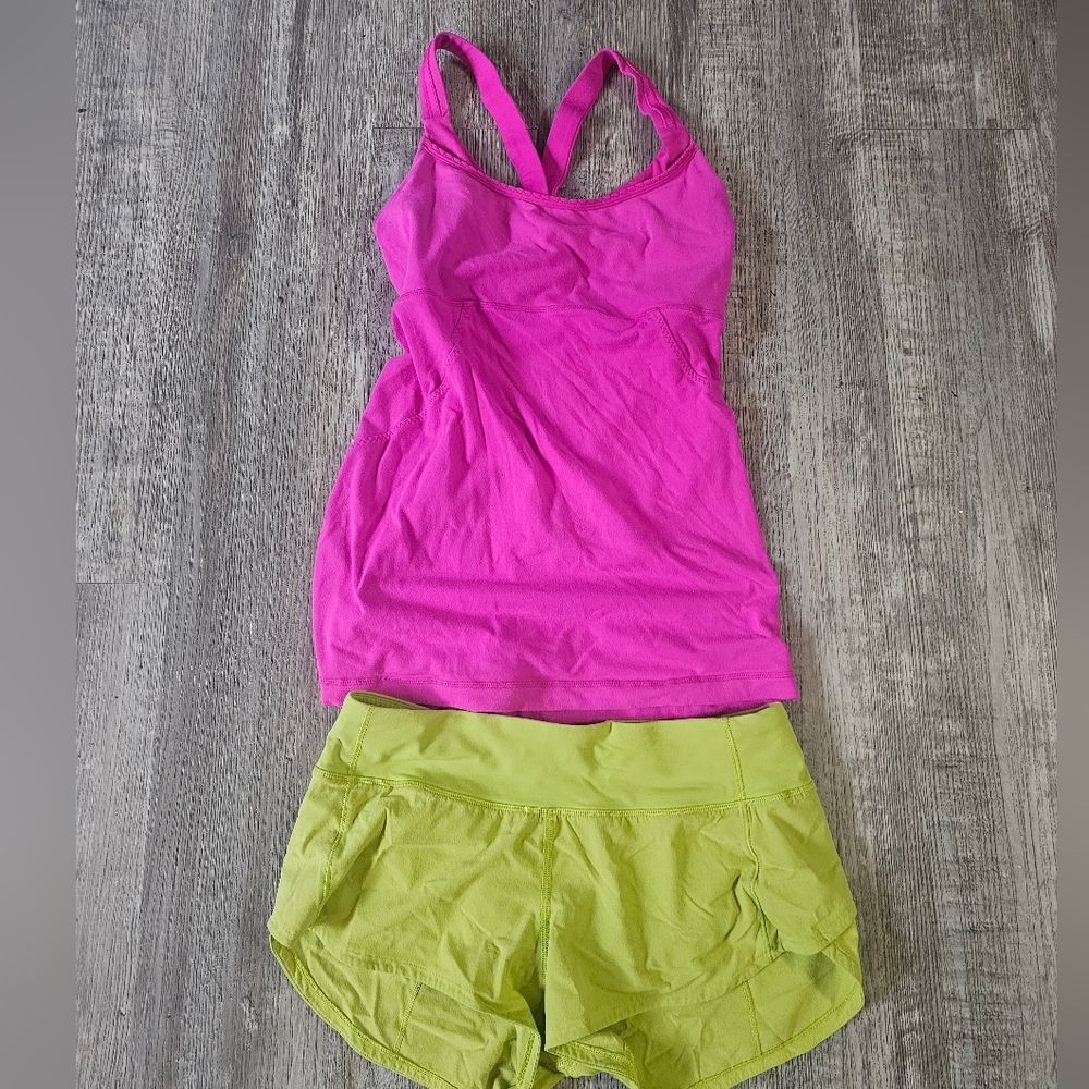 lululemon athletica Pink and Green Athletic Shorts